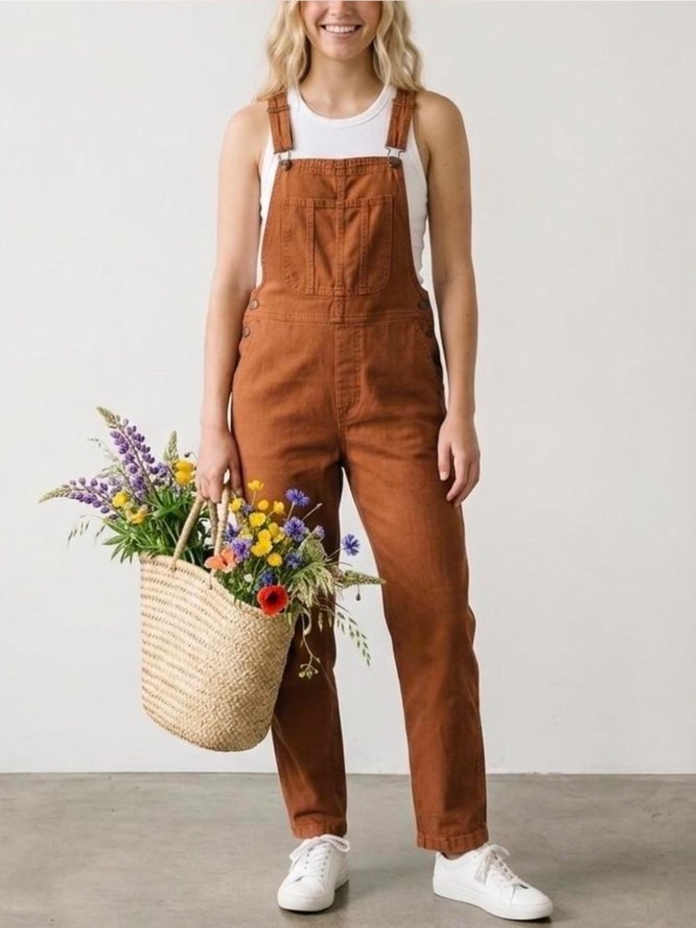 Aerie Werk Play Twill Denim Wide Leg Overalls